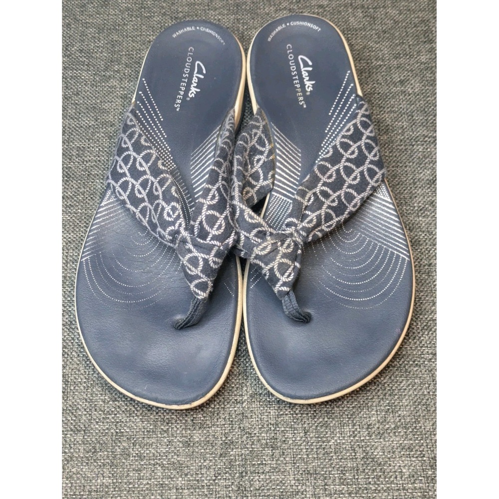 Clarks Cloudsteppers Sandals Arla Glison Womens Size 7.5 Blue Thong Flip Flops